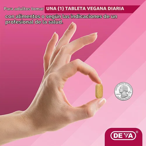 Vista 9 de DEVA Vitaminas y minerales veganos para el cabello, las uñas y la piel con biotina, suplemento, 90 tabletas