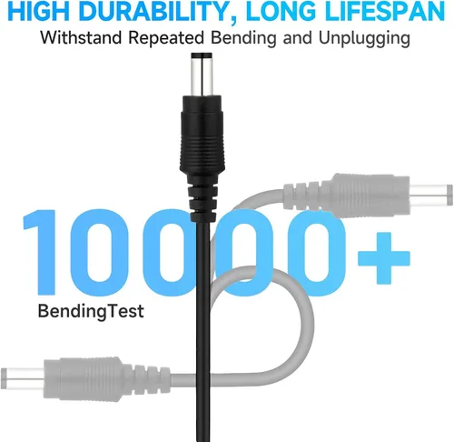 Vista 4 de Cable de extensión de alimentación CC de 6 pies 2 M, cobre puro de primera calidad, adaptador de corriente de 12 V, cable de extensión de 0.217 in x