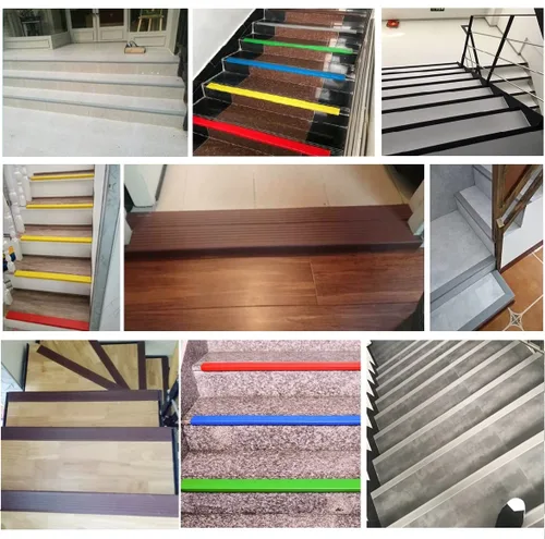 Vista 4 de Protector de borde de escalera de goma de vinilo, moldura de nariz de escalera, borde de escalera, borde de escalera, impermeable, para interiores