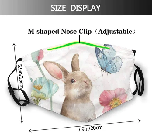 Vista 2 de Spring Softies - Pasamontañas de tela lavable con diseño de conejitos y conejos, reutilizable, para exteriores, unisex, hombres y mujeres