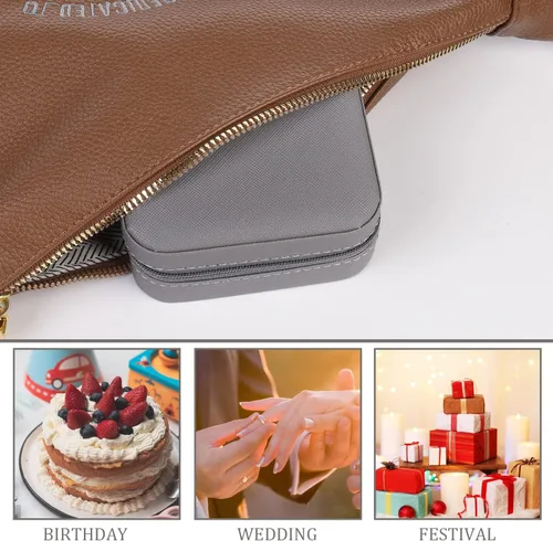 Vista 6 de KElofoN Organizador de joyas de viaje, joyero de viaje, caja organizadora de joyas pequeña para niñas y mujeres (1, gris completo)