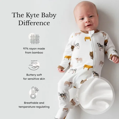 Vista 72 de KYTE BABY Pies unisex con cierre de cremallera, rayón hecho de bambú, 0-24 meses