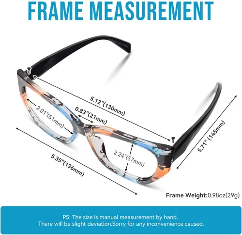 Vista 2 de Gafas de lectura Mujer Bloque de luz azul de gran tamaño Irregular Ojo de gato Marco