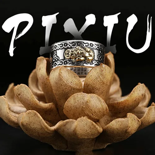 Vista 3 de SLINHEWEI Anillo de Feng Shui Pixiu Mantra 2023, anillo Pixiu Feng Shui para hombres y mujeres, anillo ajustable para riqueza y protección, amuleto