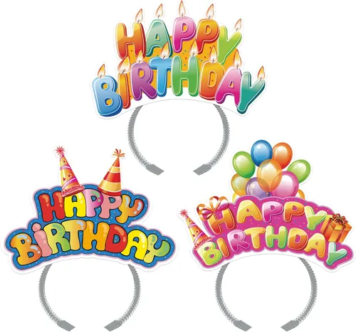 Vista 2 de KKBES Diademas de feliz cumpleaños, sombreros de papel para fiesta de cumpleaños, 3 patrones para niños y adultos que celebran cumpleaños
