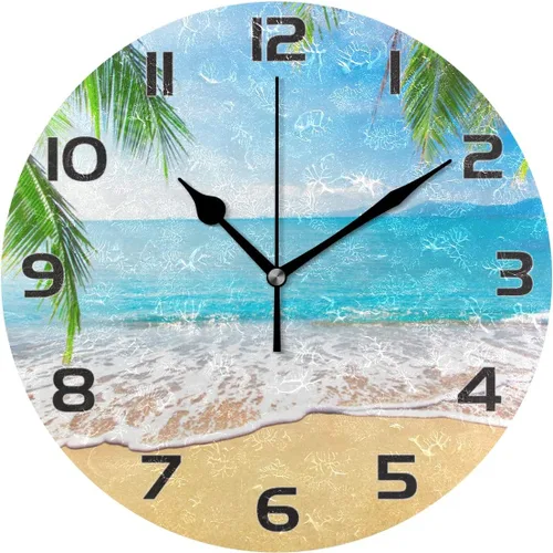 Vista 8 de Qilmy Reloj de pared para perros y gatos, silencioso, sin tictac, pintura al óleo, reloj redondo para sala de estar, dormitorio, baño, decoración