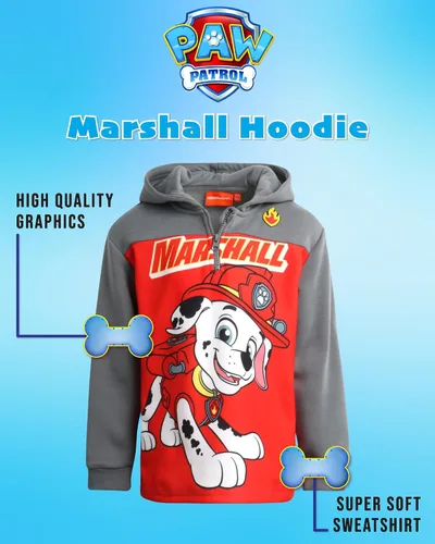 Vista 2 de Nickelodeon Sudadera de Paw Patrol para niños - Sudadera con capucha de forro polar con cremallera de 14 Chase, Marshall (2T-7)