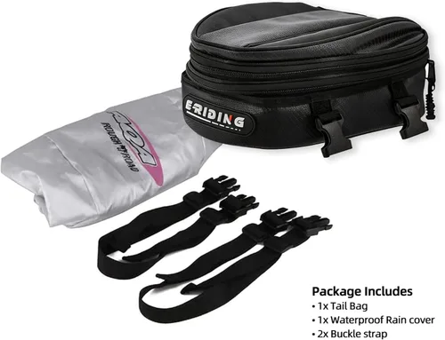 Vista 4 de Bolsa de cola para motocicleta E-riding, alforjas para motocicleta, mochila impermeable para asiento trasero, maleta de equipaje multifuncional