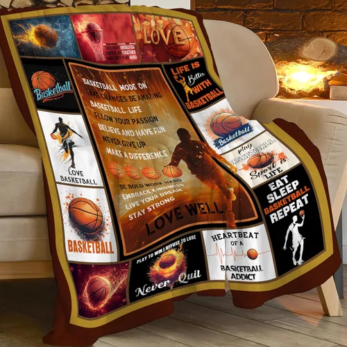 Vista 8 de Manta de Baloncesto Deportiva Manta de Tiro de Baloncesto Regalos para Jugadores Niños Niñas Adultos Mujeres Hombres Súper Suave Cómoda Felpa