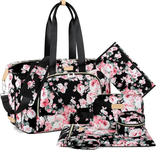 Vista 10 de ITIEZY Bolsa de pañales tipo tote para bebé - Bolsa grande para mamá con cambiador portátil, estuche para chupete, bolsas de hospital, bolsa