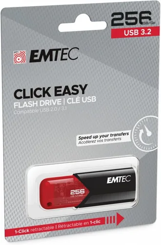 Vista 3 de Emtec Click Easy B110 - Unidad flash USB 3.0 (3.2), 256 GB de almacenamiento externo, color rojo, negro