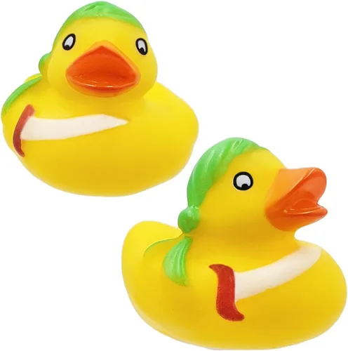 Vista 4 de Juguete de pato de goma pirata de San Patricio, paquete de 6 patos para niños, proyectos de cumpleaños de baño, regalos para baby showers, aula
