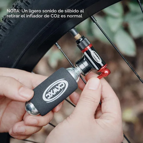 Vista 6 de Kit de inflador de CO2 con 6 cartuchos de CO2 de 0.56 oz/0.88 oz - Compatible con válvulas Presta y Schrader - Bomba de bicicleta de CO2 para 4 x