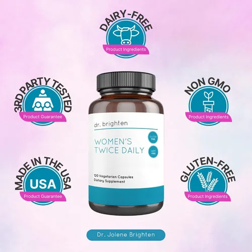Vista 5 de Dr. Brighten Multivitamínico premium para mujeres, de espectro completo sin hierro, nutrientes únicos, vitaminas B superiores, 120 cápsulas
