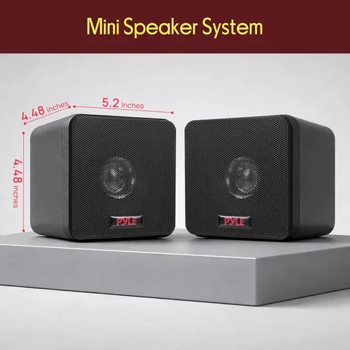 Vista 14 de Pyle Home Mini Cube - Altavoces para estantería de 4 pulgadas, controlador de cono de papel, potencia de 200 vatios, impedancia de 8 ohmios