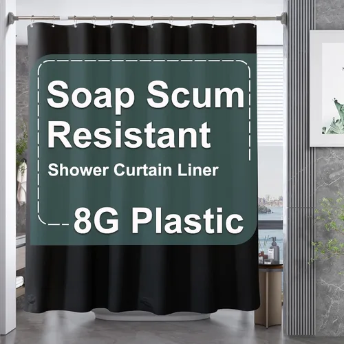 Vista 21 de AmazerBath Cortina de ducha larga de 36 x 84 pulgadas, cortina de ducha transparente de PEVA grueso resistente, cortina estrecha con 2 piedras