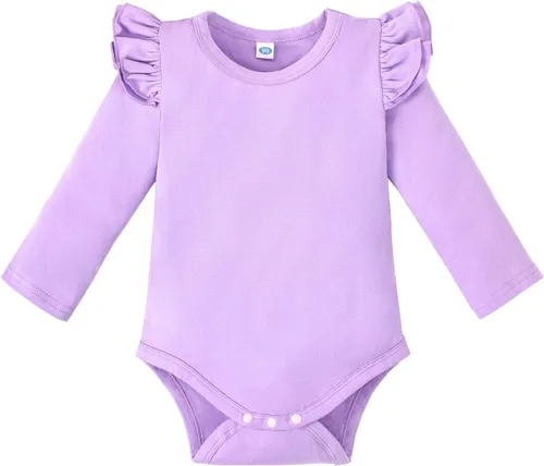 Vista 13 de Magic Park 0-24M Mameluco para bebé niña, traje de una pieza para bebé niña de color sólido, camiseta con volantes para niña, camiseta para bautizo