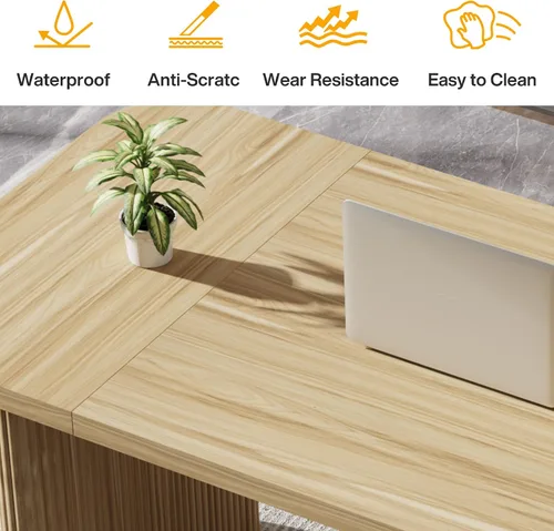 Vista 6 de Tribesigns Escritorio ejecutivo de 62 pulgadas, escritorio grande para computadora de oficina con doble pedestal, mesa rectangular de estilo moderno