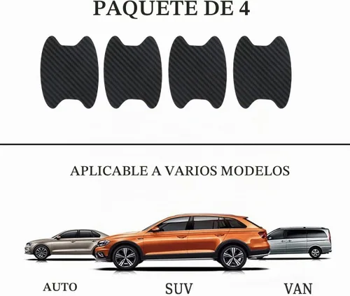 Vista 3 de 4 calcomanías protectoras de manija de puerta de auto, película protectora universal de fibra de carbono antiarañazos para manija de puerta de auto