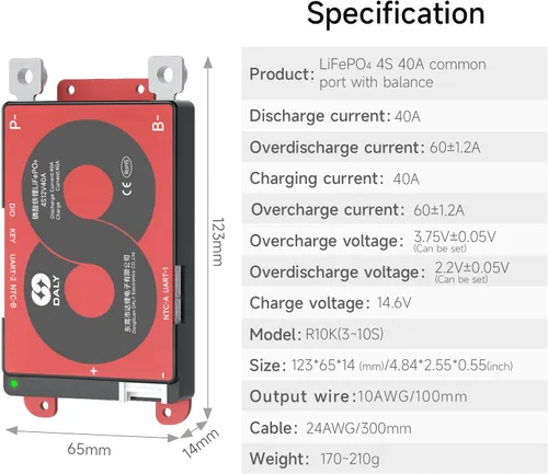 Vista 2 de DALY Smart BMS 4S-16S 40A-500A con módulo WiFi y placa de protección de comunicación CAN 485 para paquete de batería de litio LifePO4