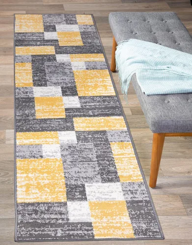 Vista 8 de Rugshop Oslo - Alfombra moderna geométrica resistente a la decoloración Amarillo