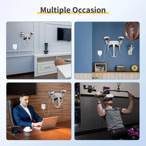 Vista 6 de Merryhome Design VR Stand Accessories Wall Mount Bracket Headset Display Stand and Controller Mount Compatible with Quest 1 Quest 2 Quest proVive