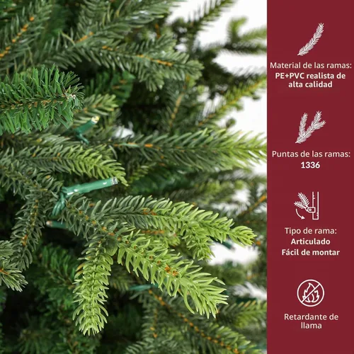 Vista 4 de SHareconn Árbol de Navidad artificial preiluminado de 7.5 pies con luces que cambian