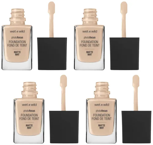 Vista 30 de wet n wild - Base líquida Photo Focus con acabado mate, vegana y libre de crueldad animal, color ámbar beige (Amber Beige)