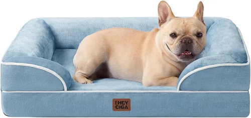 Vista 97 de EHEYCIGA – Cama ortopédica impermeable para perros pequeños, de espuma viscoelástica tipo caja de huevos, con bordes elevados y base antideslizante