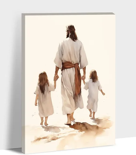 Vista 17 de Arte de pared de Jesús y el niño, póster minimalista bohemio cristiano, lienzo para pared, imagen abstracta de Jesús, arte cristiano religioso