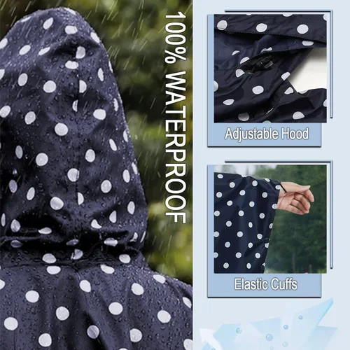 Vista 5 de POWINSUN Chubasquero impermeable con capucha y bolsillo para mujereshombresadultos