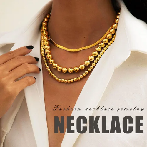 Vista 7 de Sixexey Collar de cuentas de oro, collares en capas, collar de cadena de bolas, joyería para mujer