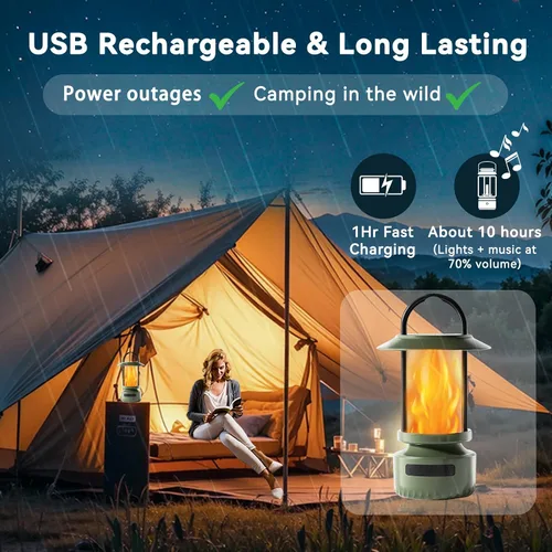Vista 7 de Swingers Altavoces Bluetooth para exteriores con llama parpadeante, luces de altavoz Bluetooth portátiles impermeables, altavoz al aire libre