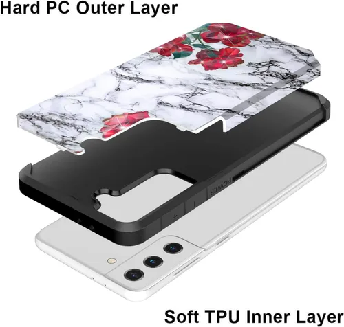 Vista 4 de Rosebono - Funda compatible con Samsung Galaxy S21 Plus 5G, delgada, híbrida, a prueba de golpes, funda rígida a prueba de golpes, diseño gráfico a