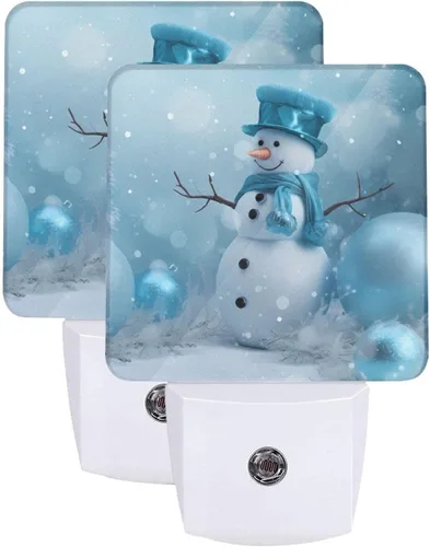 Vista 34 de Ouqiuwa Juego de 2 luces nocturnas enchufables para Navidad, rojo, invierno, feliz año nuevo, LED, sensor de movimiento, lámpara para dormitorio