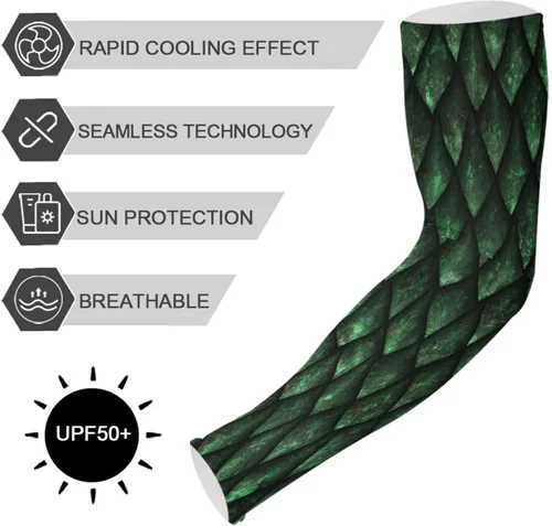 Vista 5 de Blueangle Mangas de brazo con protección solar UV con agujero para el pulgar cubierta de compresión para brazos de compresión con escamas de dragón