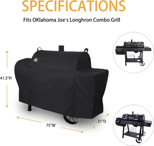 Vista 2 de Cubierta de parrilla para parrilla combinada Oklahoma Joe's Longhorn, resistente al agua Oklahoma Joe's Longhorn Combo carbón gas ahumador barbacoa