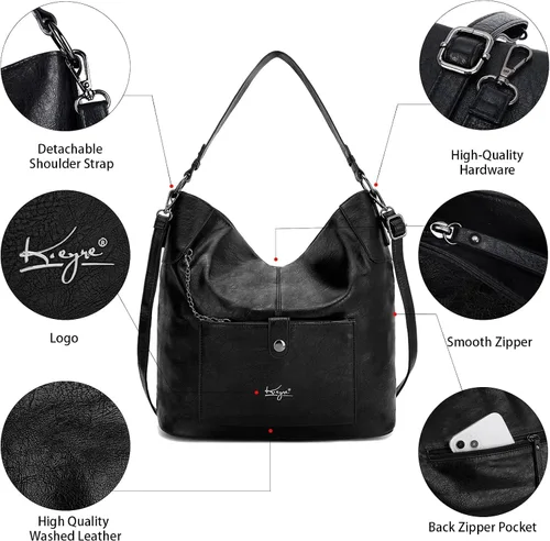 Vista 5 de Bolsos de mano para mujer, de cuero grande, bolso de mano de moda, cartera de hombro