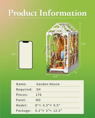 Vista 6 de Rolife - Kits de manualidades para rincón de lectura para adultos - Estantería de casa de jardín Booknook - Decoración de habitación en rompecabezas