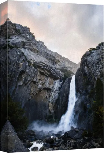 Vista 47 de wall26 Lienzo impreso para pared, cascada de montaña islandesa al anochecer, naturaleza, desierto, fotografía, realismo, paisaje decorativo