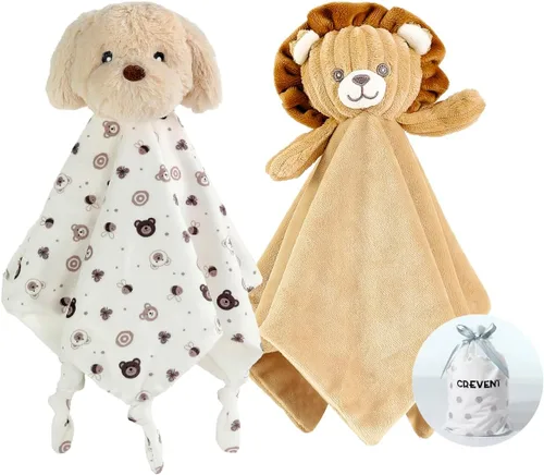 Vista 35 de CREVENT Manta de seguridad facial de animales de felpa suave para niños y niñas, gran regalo para cumpleaños, baby shower (perro azul + etiqueta)