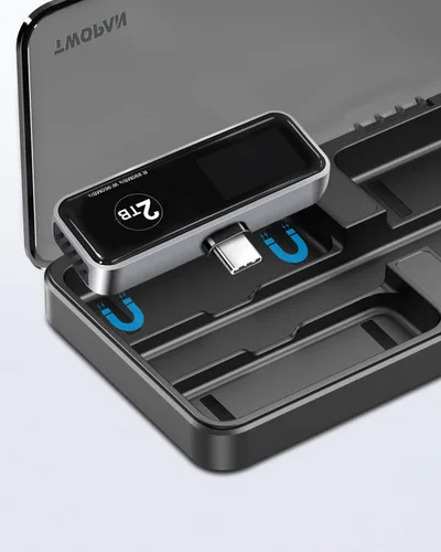 Vista 3 de Funda de viaje portátil para iPhone SSD, funda protectora de almacenamiento, compatible con TWOPAN Mag-Safe iPhone, disco duro externo SSD de 1 TB