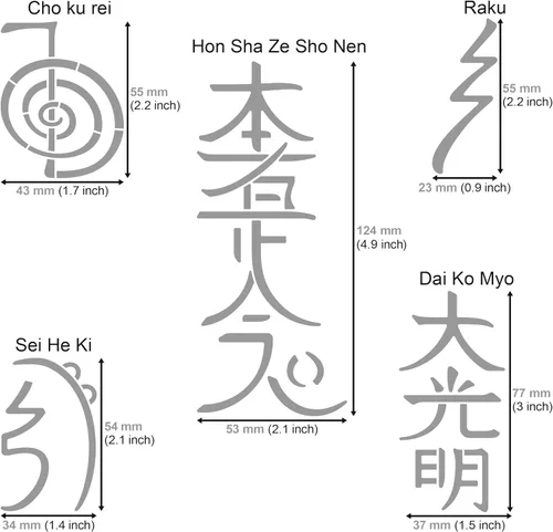 Vista 3 de Aleks Melnyk No.100 Usui Reiki Símbolos, Plantilla de Metal Pirografía, Plantilla Namaste Japonesa, Letra China, Dai Ko Myo, Plantilla Artesanal