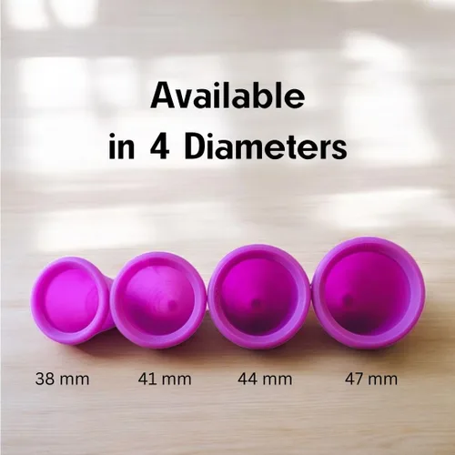 Vista 3 de Taza menstrual más personalizable con mango de bola MeLuna Me Luna Cómodo vaso reutilizable Almohadilla de tampón alternativa para todo tipo