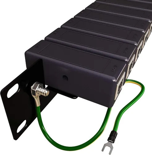 Vista 6 de Protector contra sobretensiones Ethernet de montaje en rack de 19" (16 puertos) - Tupavco TP316 Compatibilidad con PoE+ y Gigabit (1000 Mbps)