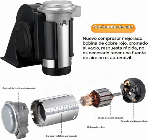 Vista 4 de Bocinas de tren ruidosas bocinas para coche/camión Bocina de aire compacta