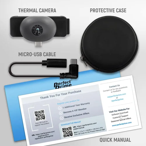 Vista 5 de PerfectPrime IR501, cámara termográfica infrarroja (IR) 32,136 píxeles, -40 ~ 626°F, teléfono móvil Android tipo C