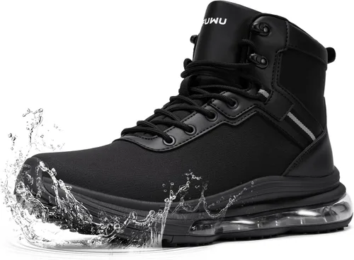 Vista 8 de Botas tácticas militares de los hombres de ancho impermeable 6 Negro