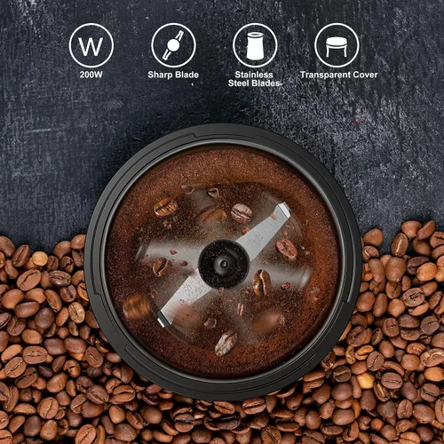 Vista 6 de Willz Molinillo de café eléctrico para granos de café, especias y hierbas con control de botón fácil de encendido/apagado, capacidad de molienda