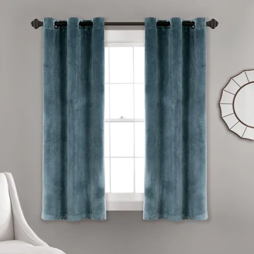 Vista 34 de Lush Decor Prima Velvet - Par de paneles de cortinas de ventana de terciopelo sólido con filtro de luz, 38" de ancho x 84" de largo, negro